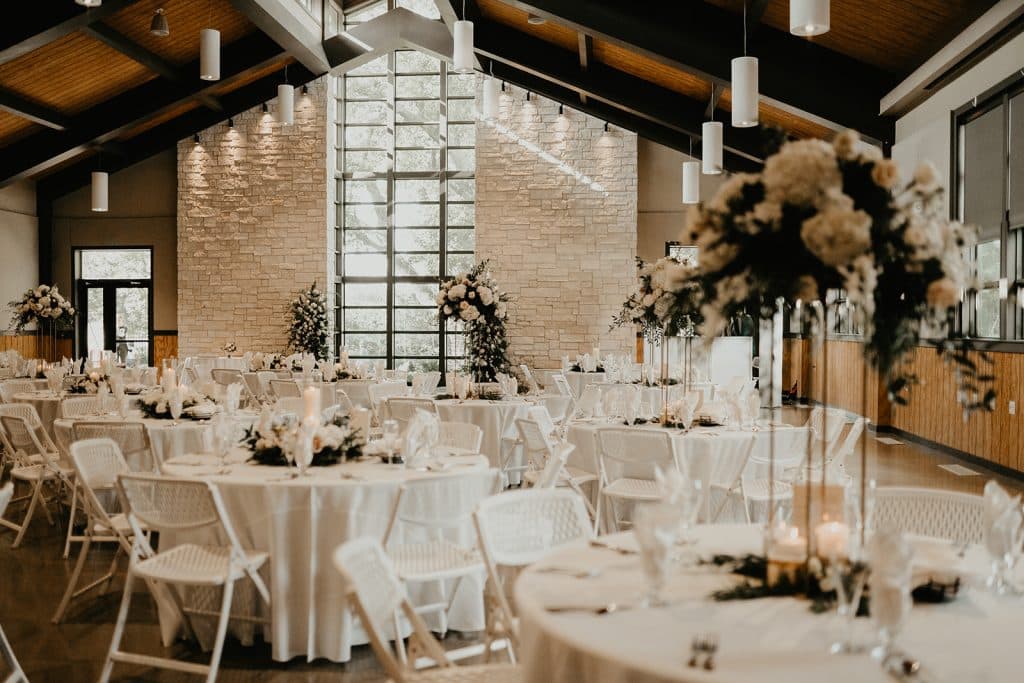 Inside wedding venue at Botanica