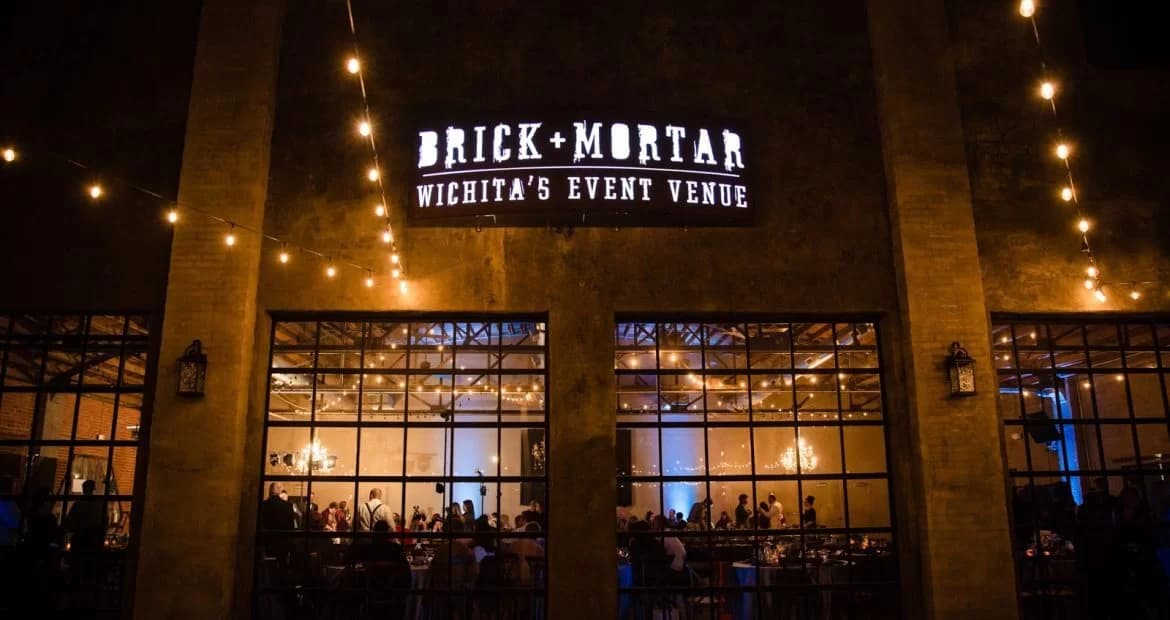 Outside the building at night