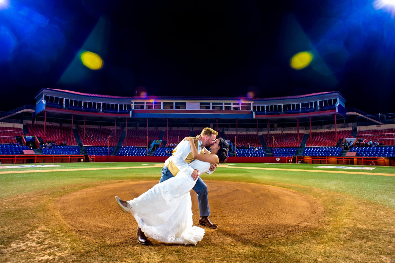 Couple photo on baseball field