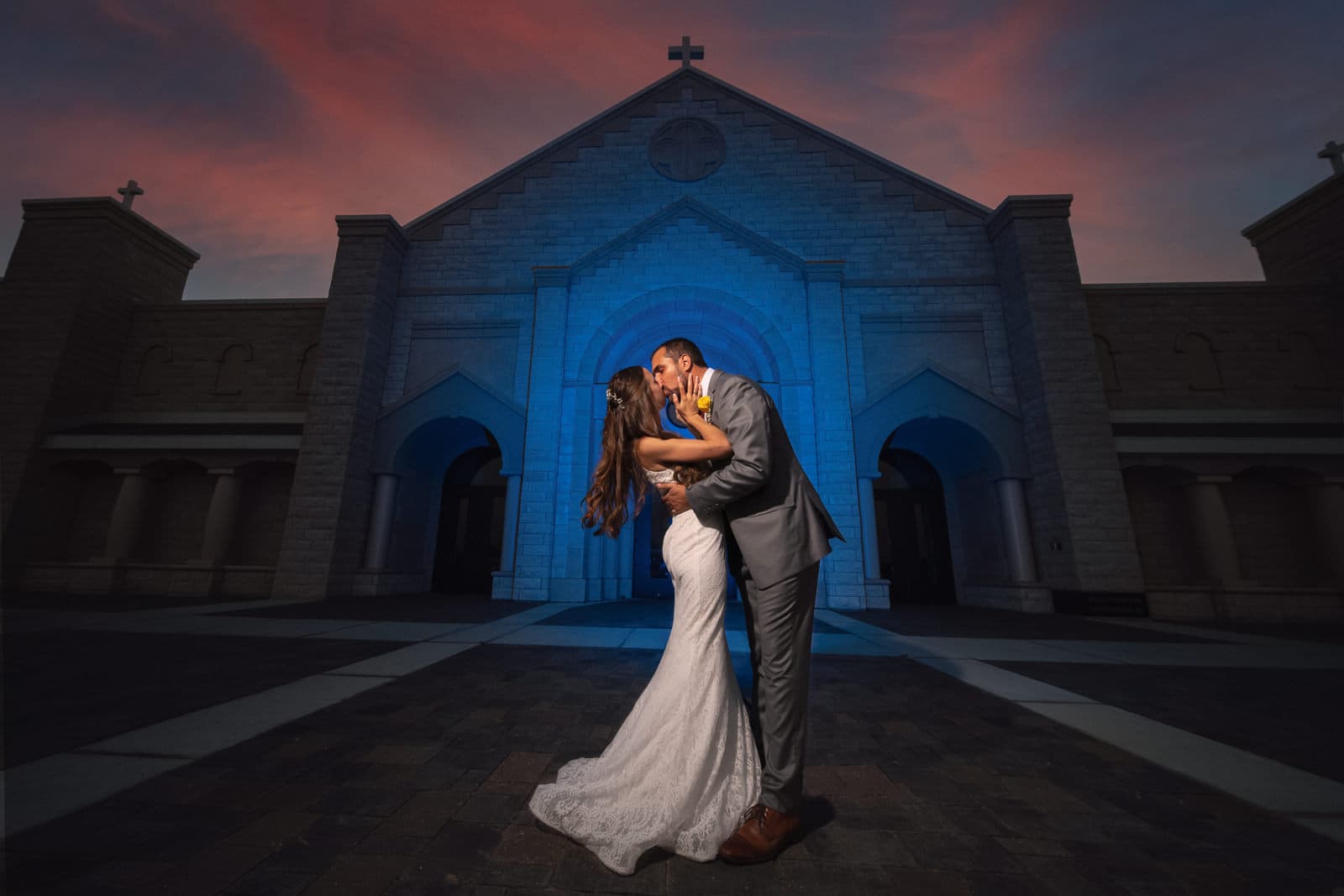 Couple in front of church